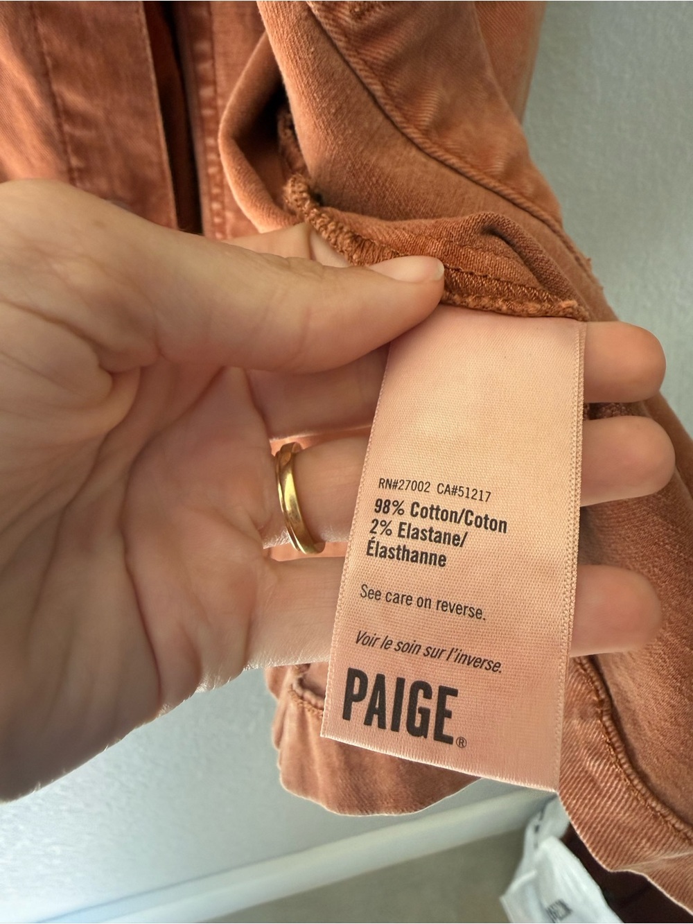 PAIGE Mayslie Denim Mini Shirtdress Burnt Terracotta Size 4 - Picture 3 of 6
